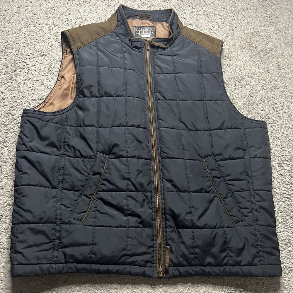Madison Creek Outfitters Quilted Puffer Vest Brown‎ Men's 2XL Full Zip Outdoor